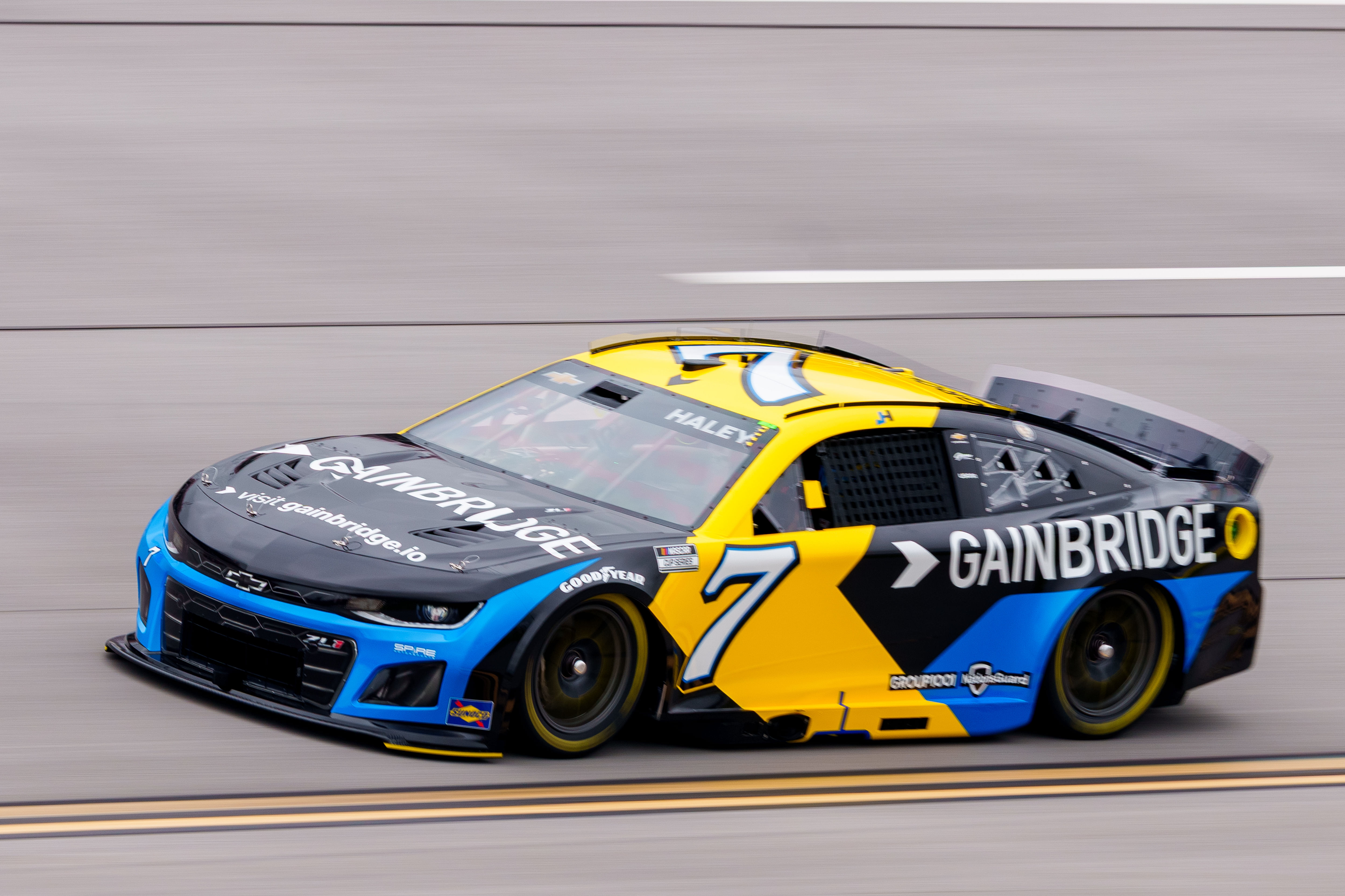 Justin Haley (7) comes out of turn four during the General Tire 200 at Talladega Superspeedway - Source: Imagn